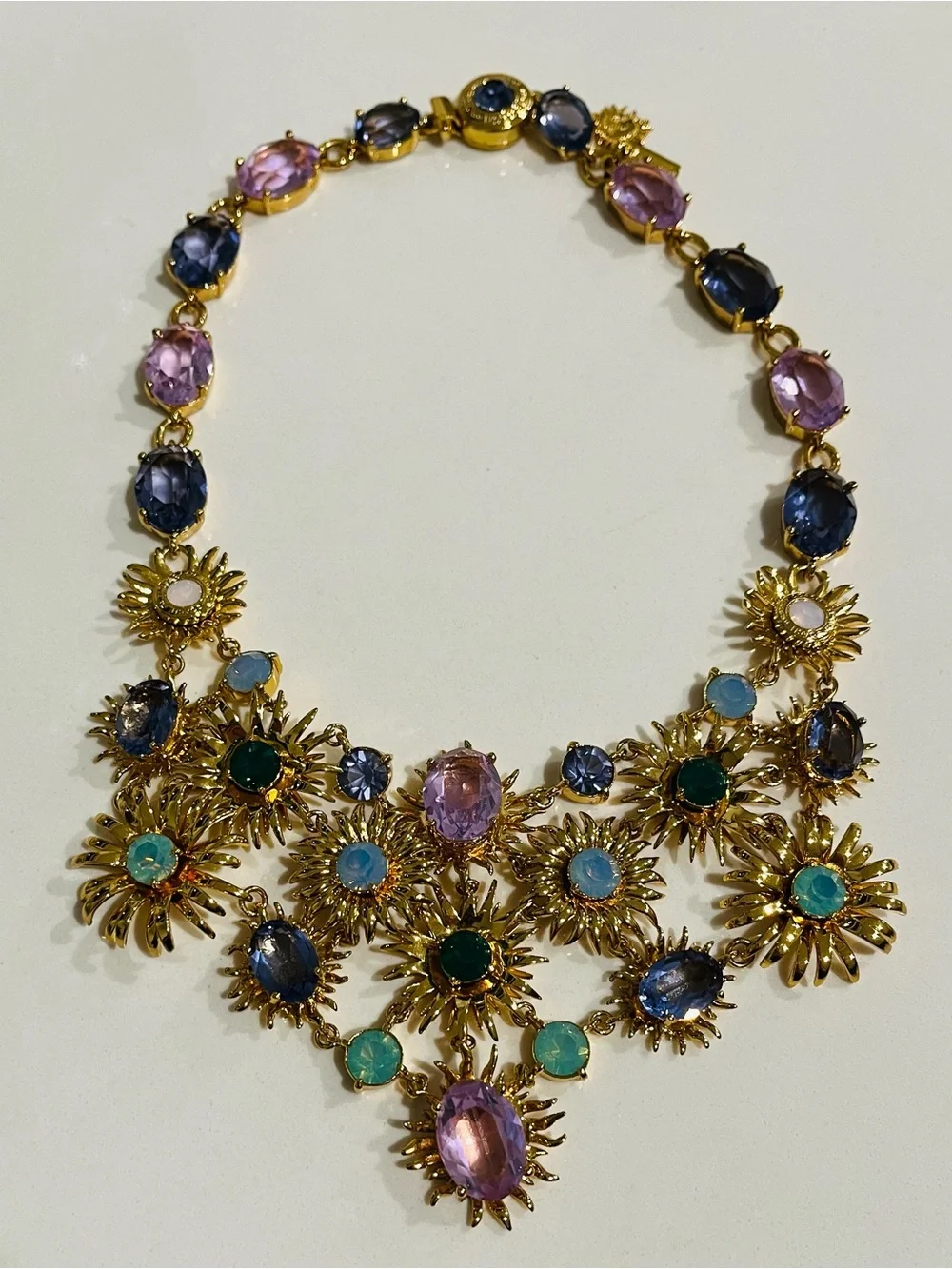 Tony Duquette collaboration with Coach Duchess of Windsor Bib Crystal Necklace.